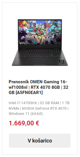 Slika HP omen prenosnika, ki je namenjen za srednje zahtevne uporabnike